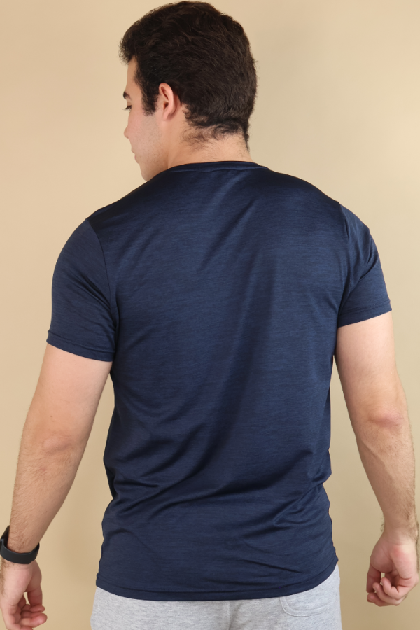 Playera Hombre Deportiva Manga Corta Azul Marino Secado Rápido